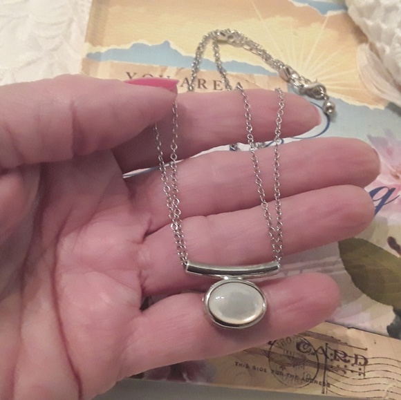 STERLING 925 DOUBLE CHAIN WITH/MOP SLIDE NECKLACE - Picture 3 of 8